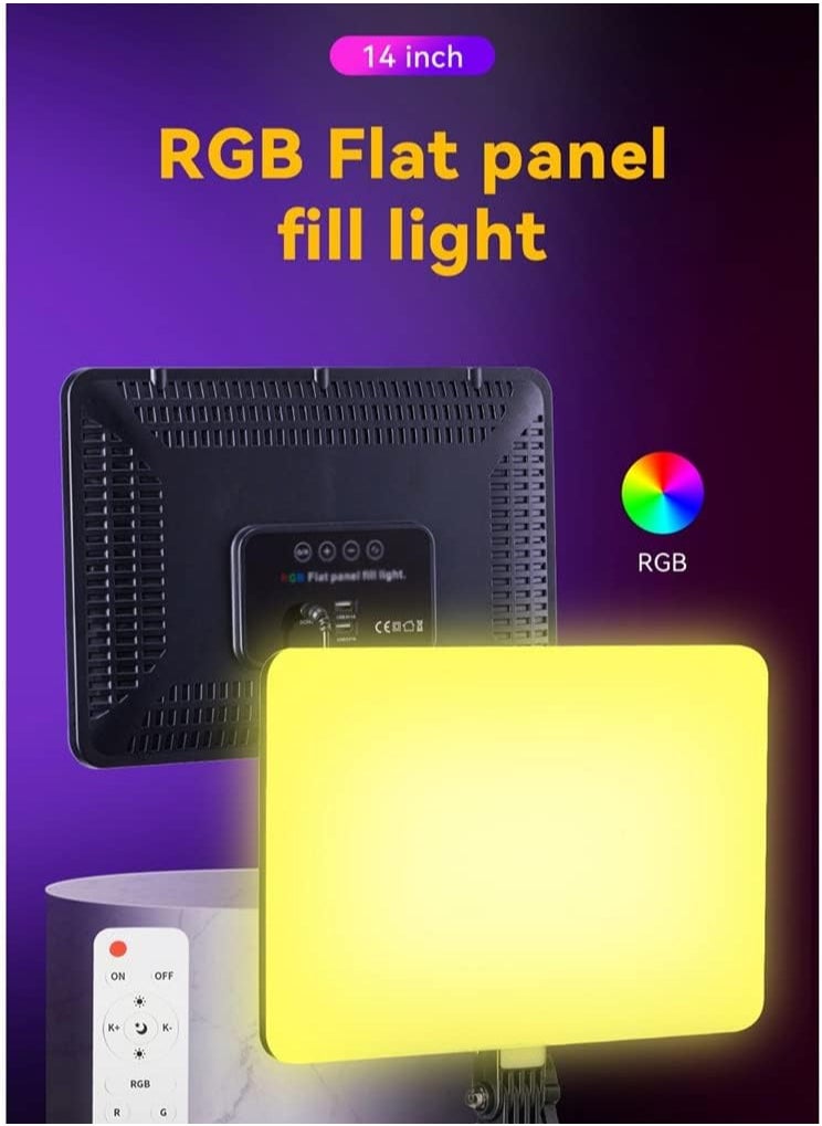 Generic Rgb Video Studio Lights Led Flat Plate Lamp Tripod 360° Full Color Dimmable Remote Control Photography Lighting Photo Shooting  - Image 3