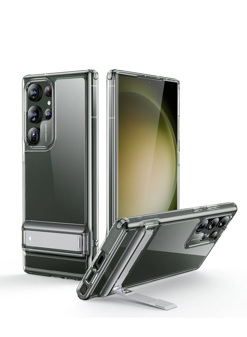 SYOSI Phone Case with Stand for Samsung Galaxy S23 Ultra Case Clear with Kickstand Never Yellowing, 3 Stand Modes, MIL-Grade Shockproof Slim for Boost Kickstand Case, Diamond Clear - Image 1