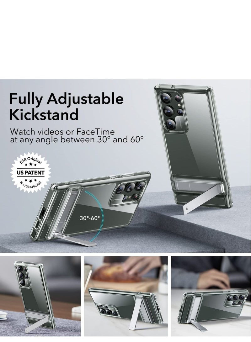 SYOSI Phone Case with Stand for Samsung Galaxy S23 Ultra Case Clear with Kickstand Never Yellowing, 3 Stand Modes, MIL-Grade Shockproof Slim for Boost Kickstand Case, Diamond Clear - Image 3