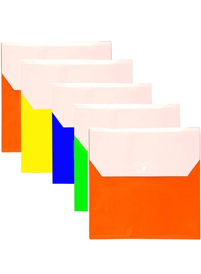 GreatDio® Front and Back Double Pocket A4 Document File Document Bag,Document Folder Envelope Holder Storage Case, Snap Button Organizer, Plastic Container for Papers, Stationery - 10 Pack - Image 1