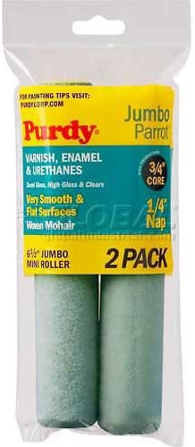 Purdy Parrot Mohair Blend 14 in x 65 in W For Very Smooth Surfaces 2 pk Paint Roller Cover Mini