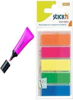 STABILO Stabilo 72-58 neon pen phosphoric- purple + Stick n value 12 mm film index tab - neon multi-colour 