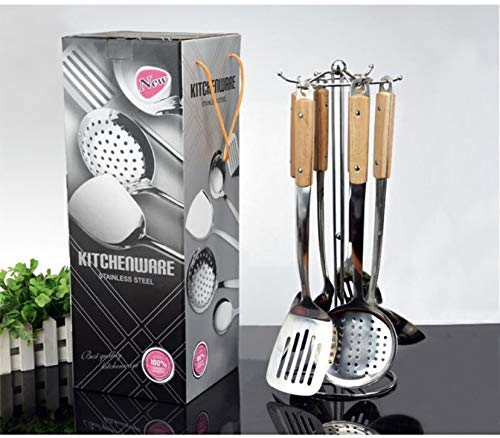 SHFTI UtensilsforCarbonSteelStainlessSteelWokSpatulaMetal3PiecesWokToolsProfessionalSetWoodenHandleSkimmerSlottedTurnerSet of 3 PCS - Image 5