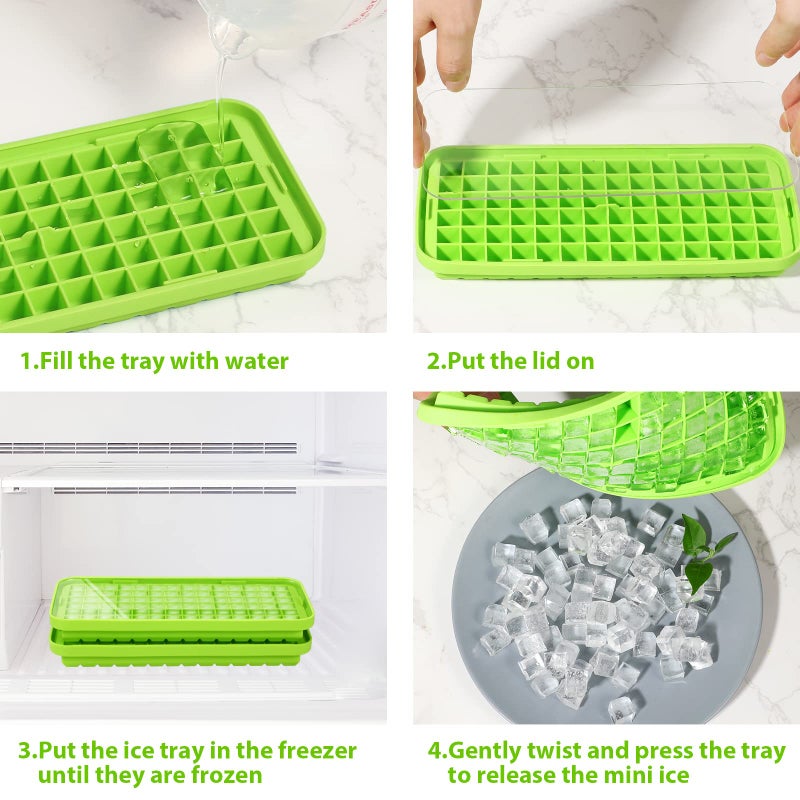Webake Silicone Ice Cube Tray with Lid Easy Release Small Ice Molds 86 Grids Mini Crushed Tiny Ice Trays for Drinks Coffee Juice Whiskey Cocktails - Image 5