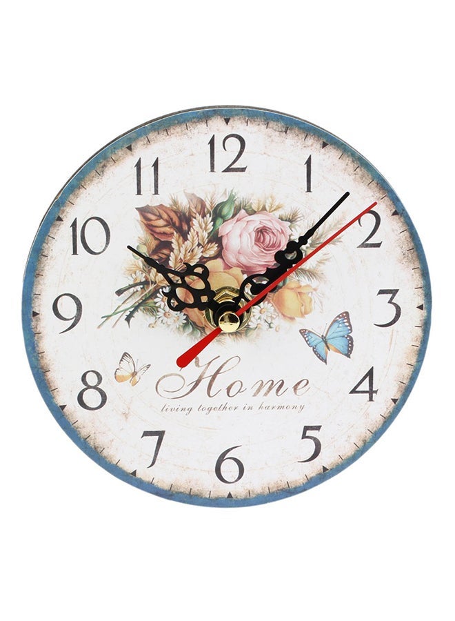 NIBEMINENT Round Antique Wooden Home Wall Clock Multicolour  - Image 1