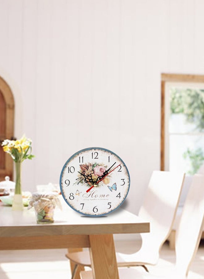 NIBEMINENT Round Antique Wooden Home Wall Clock Multicolour  - Image 2
