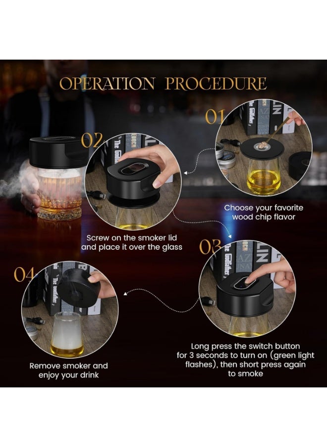 Electric Whiskey Smoker Kit, Cocktail Smoker Kit with 6 Flavors Wood Chips, Infuse Smoky Flavors in Old Fashioned Cocktails, Unique Whiskey Gifts for Men Dad Husband, by Sgaloge - Image 4