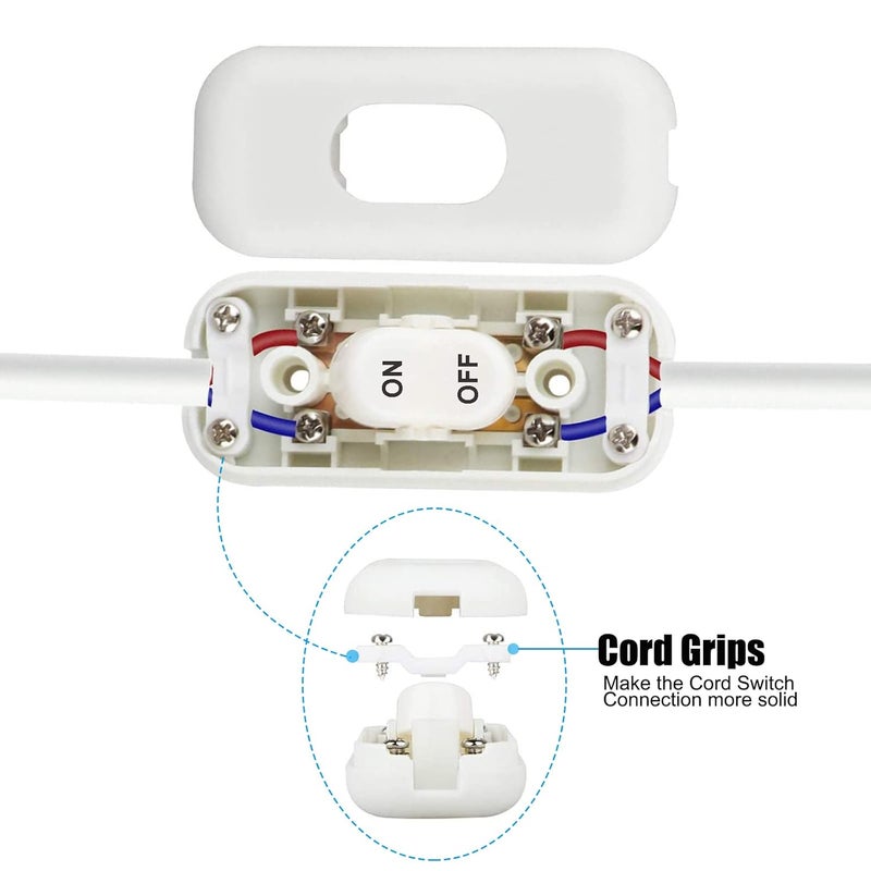 PLUSPOE Inline Cord Switch, 4-Pack On Off Button Control Lamp Appliance Switch for Bedroom Table Lamp Desk LED Lights,White - Image 2