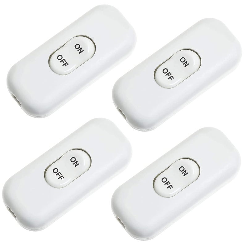PLUSPOE Inline Cord Switch, 4-Pack On Off Button Control Lamp Appliance Switch for Bedroom Table Lamp Desk LED Lights,White - Image 1