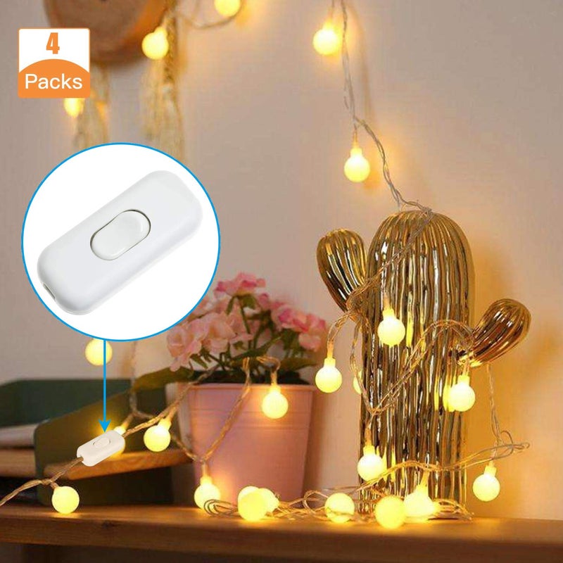 PLUSPOE Inline Cord Switch, 4-Pack On Off Button Control Lamp Appliance Switch for Bedroom Table Lamp Desk LED Lights,White - Image 5