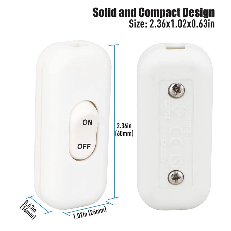 PLUSPOE Inline Cord Switch, 4-Pack On Off Button Control Lamp Appliance Switch for Bedroom Table Lamp Desk LED Lights,White - Image 4
