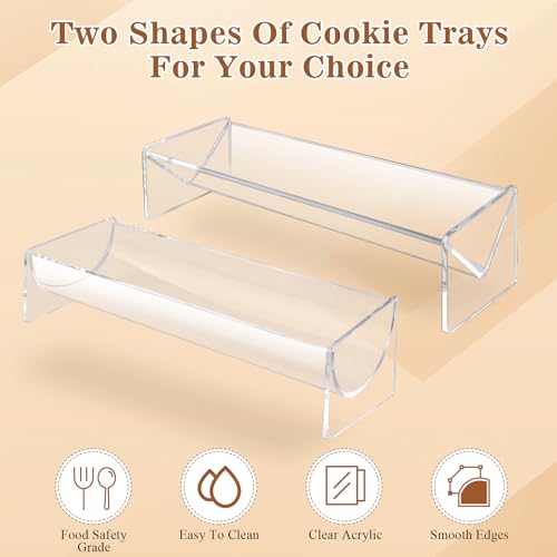 Lainballow 4 Pcs Cracker Serving Tray, Clear Acrylic Cracker Holder, Rectangular Cracker Display Stand, Food Display Tray for Party, Events, Wedding, Christmas, Home, Buffet (V Shape, U Shape) - Image 3