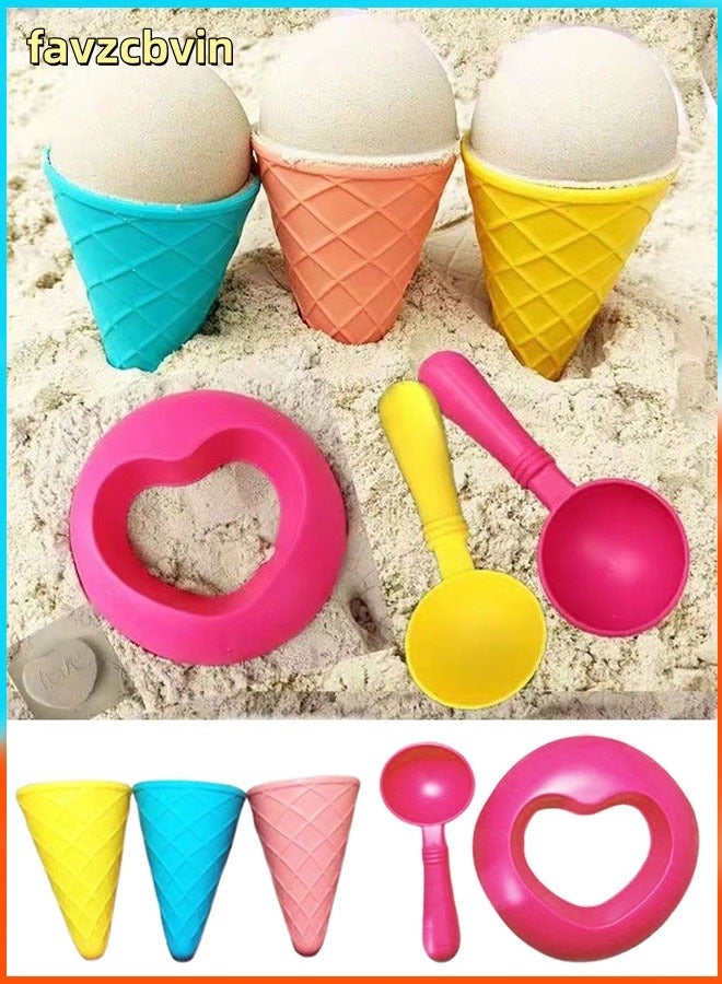 FAVZCBVIN Beach Toys Ice Cream Sand Toys, Toddlers Beach Essentials for Kids Girls Boys, Sand Molds, Travel Sandbox Toys for Beach, Party, Fun Beach Sand Toys Summer Outdoor Beach Game Perfect Summer Outdoor Gift for Kids Toddlers Age 3-10 - Image 1