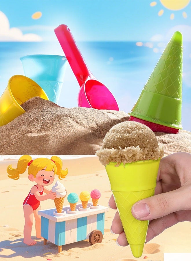 FAVZCBVIN Beach Toys Ice Cream Sand Toys, Toddlers Beach Essentials for Kids Girls Boys, Sand Molds, Travel Sandbox Toys for Beach, Party, Fun Beach Sand Toys Summer Outdoor Beach Game Perfect Summer Outdoor Gift for Kids Toddlers Age 3-10 - Image 3