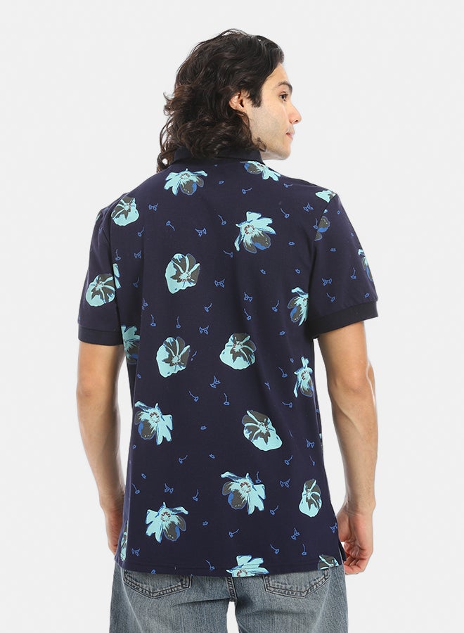 Red Circle Self Pattern Regular Fit Polo Shirt - Image 3