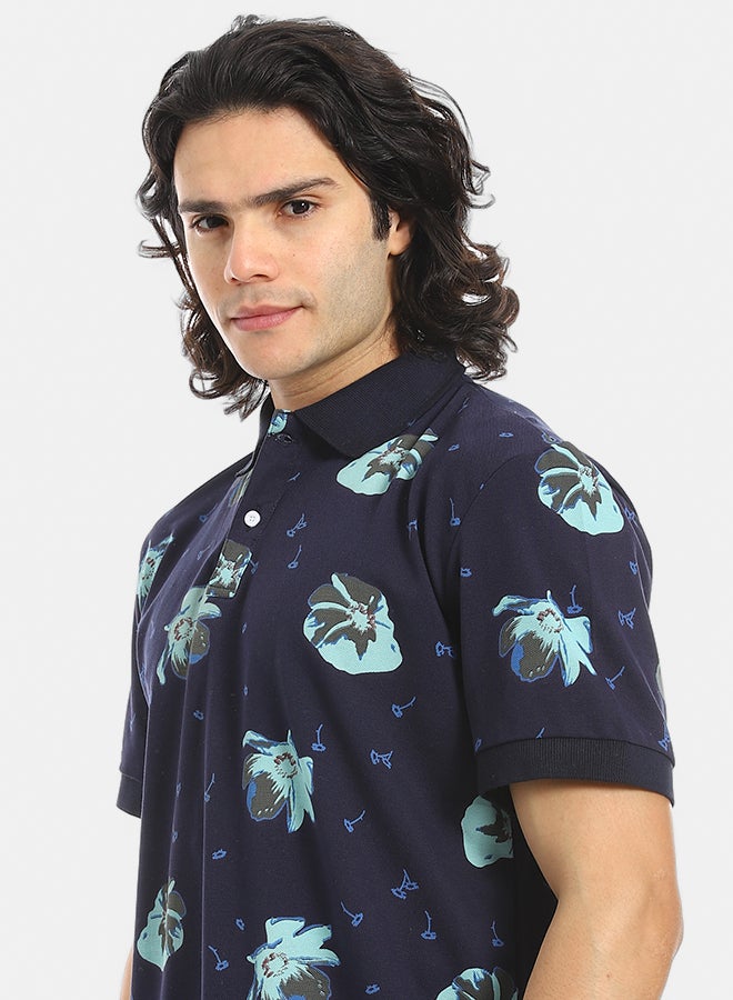 Red Circle Self Pattern Regular Fit Polo Shirt - Image 4