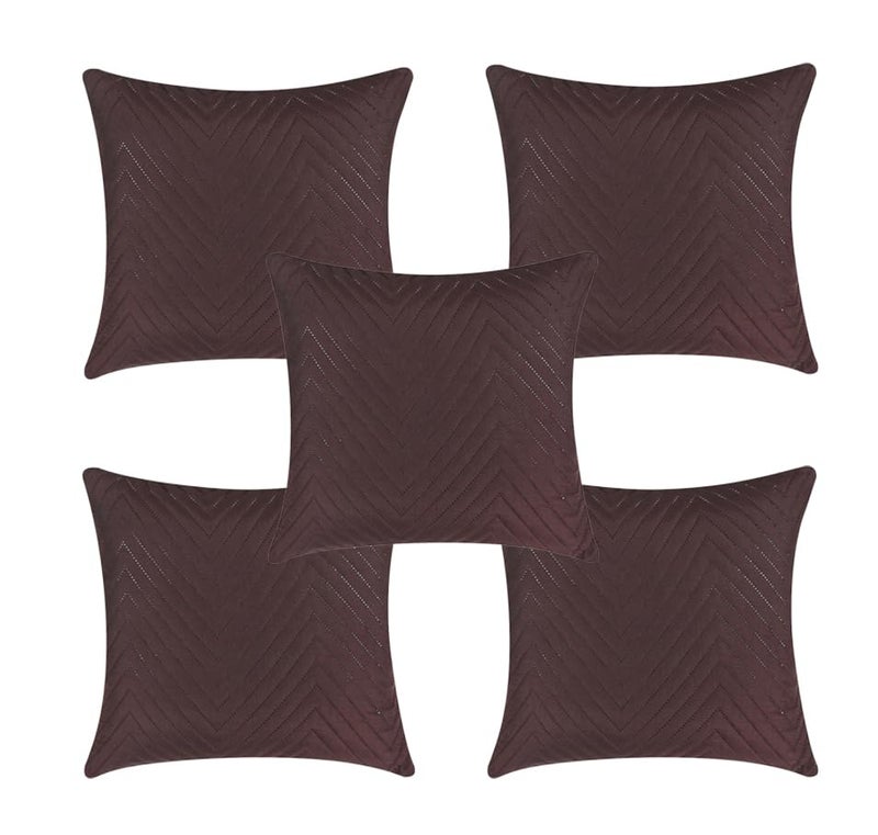 RD TREND UltraSonic Microfiber Cushion Covers, 60 x 60 cm/24 x 24 inches, Set of 5, 250 TC,Back Zipper (Coffee) - Image 4