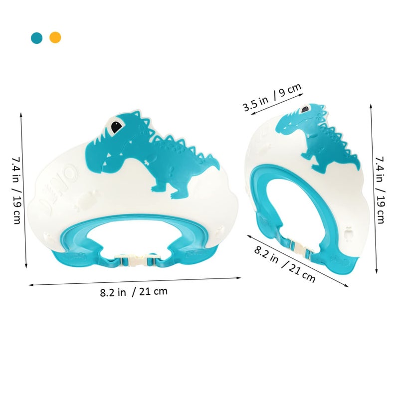 4Pcs Cartoon Dinosaur Design Adjustable Shower Cap Set For Kids Bathing And Eye Protection - Image 4