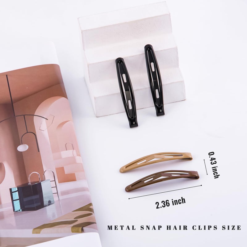 Cptots 16 PCS Snap Hair Clips Metal Barrettes for Women Non Slip Barrettes for Thick and Thin Fine Hair,Bright Black Brown Beige,2.36 x 0.43 Inches. - Image 2