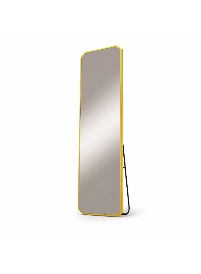 alsaada home Full-Length Free Standing Floor Mirror with Wheels & Metal Frame, 170x50 cm - Gold - Image 1