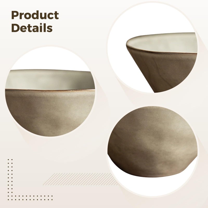 Gray Glaze Ceramic Bowls Set 3 Pcs 14 5 Cm 400 Ml Microwave And Dishwasher Safe - Image 3