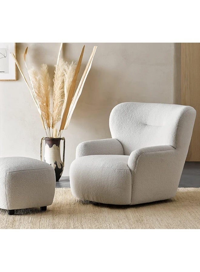 Modern Boucle Swivel Armchair with Ottoman Set - Image 3