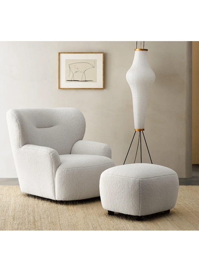 Modern Boucle Swivel Armchair with Ottoman Set - Image 1