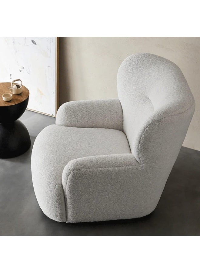 Modern Boucle Swivel Armchair with Ottoman Set - Image 5