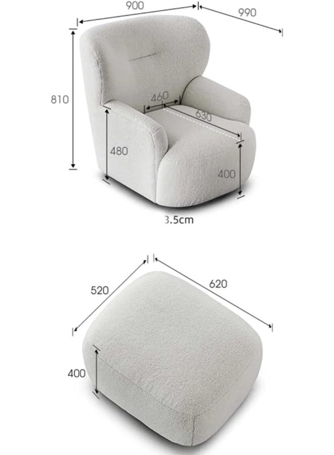 Modern Boucle Swivel Armchair with Ottoman Set - Image 2