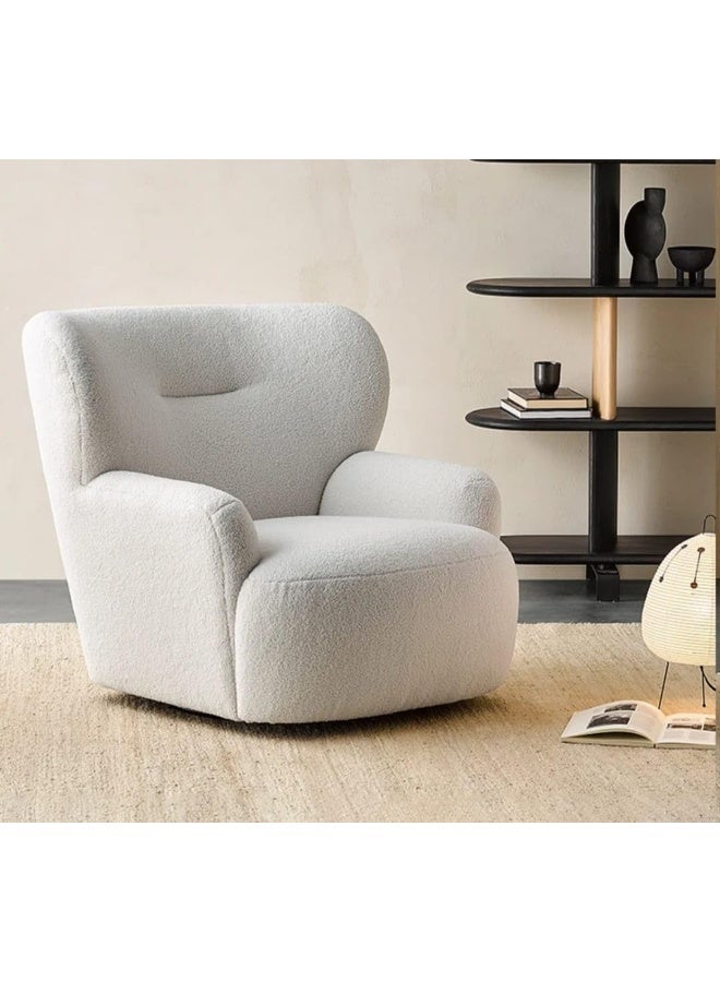Modern Boucle Swivel Armchair with Ottoman Set - Image 4