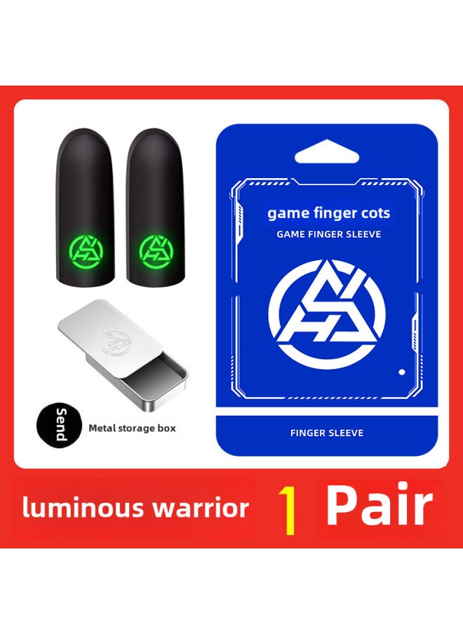Generic - Game Finger Set Luminous Warrior Finger Set E-sports King Chicken Finger Set Breathable Sensitive Touch Screen Finger Set-Product Color:[Ice Silk Silver 1 Pair] Double Green - Image 1