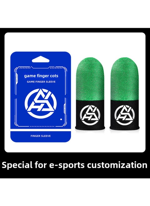 Game Finger Set Luminous Warrior Finger Set E-sports King Chicken Finger Set Breathable Sensitive Touch Screen Finger Set-Product Color:[Ice Silk Silver 1 Pair] Double Green