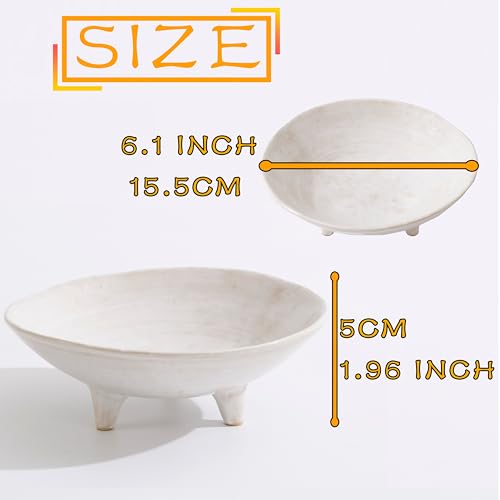 CM CHIC MONDAY 6" Small Decorative Bowl, Multi-Purpose Decorative Bowls for Keys, Candy and Home Decor, Ceramic Bowl （Retro White） - Image 2