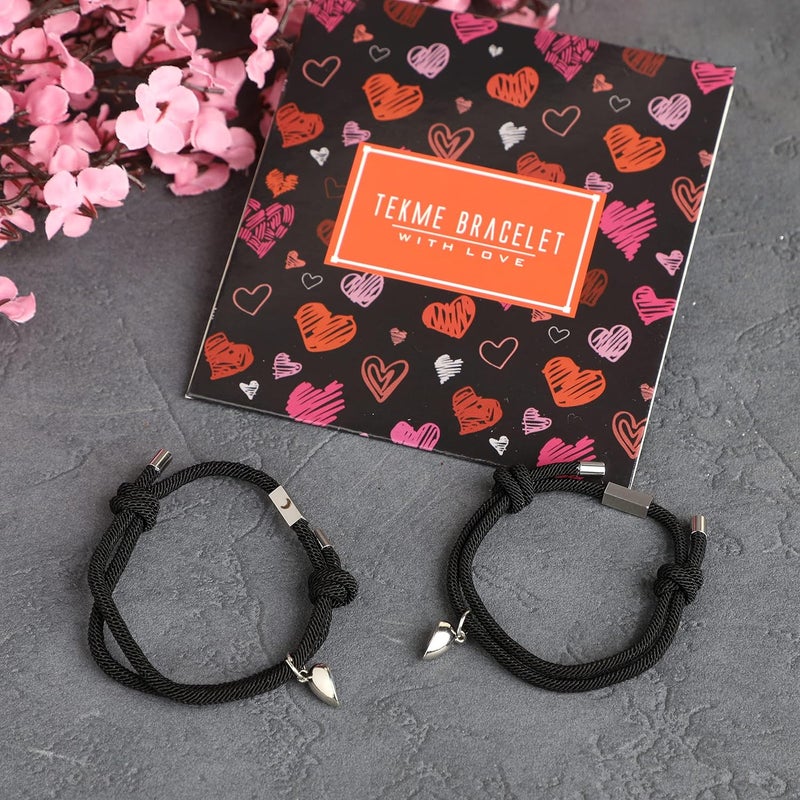 tekme 2PCS Set Magnetic Couple Bracelets for Women Men, Stainless Steel Heart Shaped with Sun and Moon Attraction Matching Bracelet Gifts for Lover/Friend, Gift for Valentine Day - Image 5