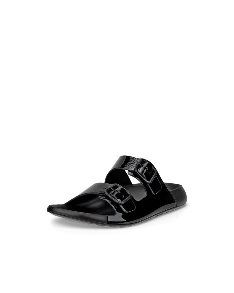 ECCO Womens COZMO TWO BAND BUCKLE BLACK PATENT 555