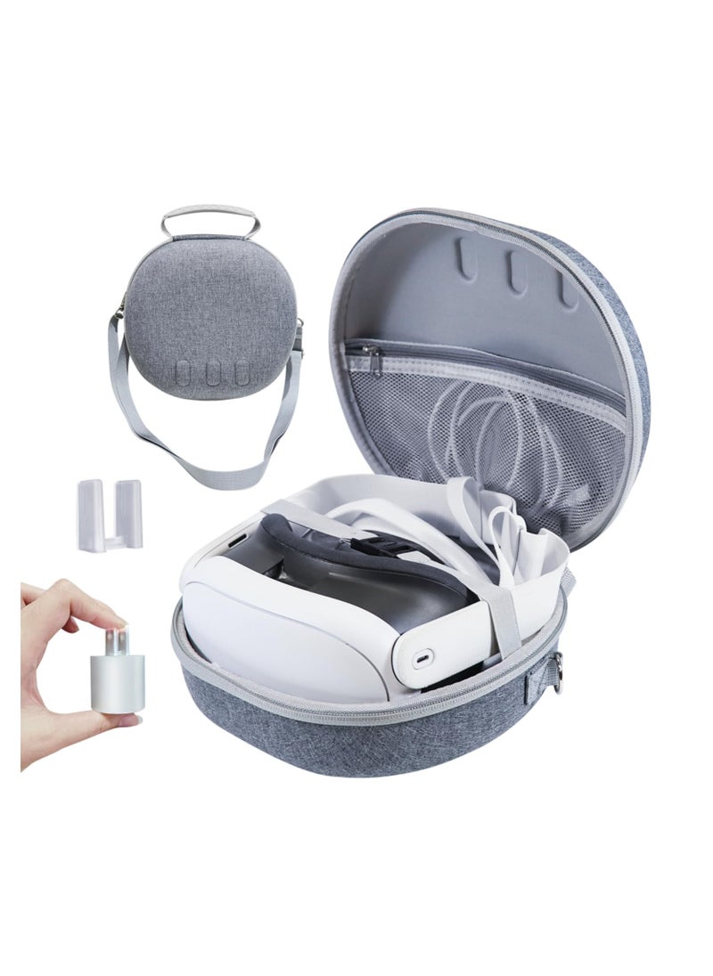 Anmi HardShell Storage Bag Portable Hard Carry Bag Shockproof Anti-Scratch With Shoulder Strap for Meta Quest3 VR Glasses Accessories (Grey)  - Image 2