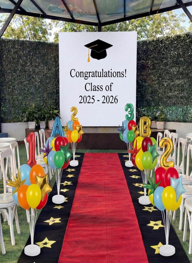 Seematn 6 Pcs Kindergarten Graduation Back to School Balloons Stand Kits Decor First Day of School Balloons Abc 123 Foil Balloon with Table Stand Classroom Decor for Pre K Graduation Party Event - Image 1
