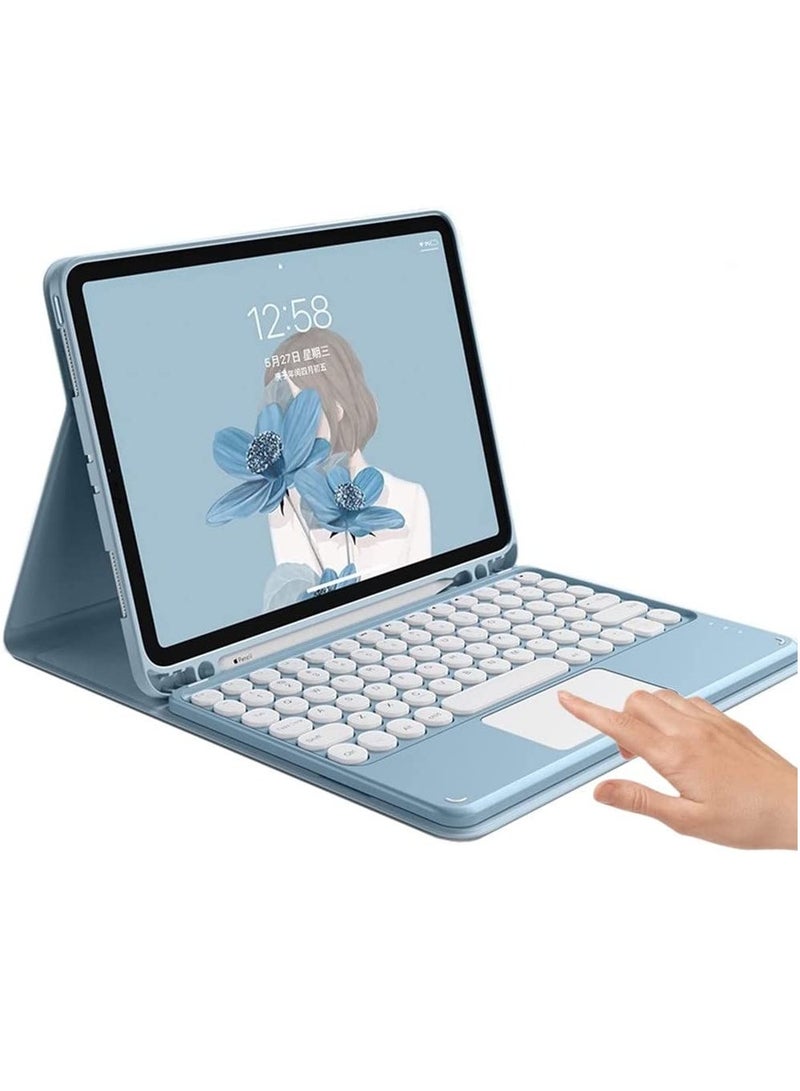 SOLARAE iPad 10th Generation 2022 Keyboard Case with Touchpad - Cute Round Key Color Keyboard for 10.9 inch iPad 10, Detachable Slim Smart Cover with Pencil Holder. - Image 1