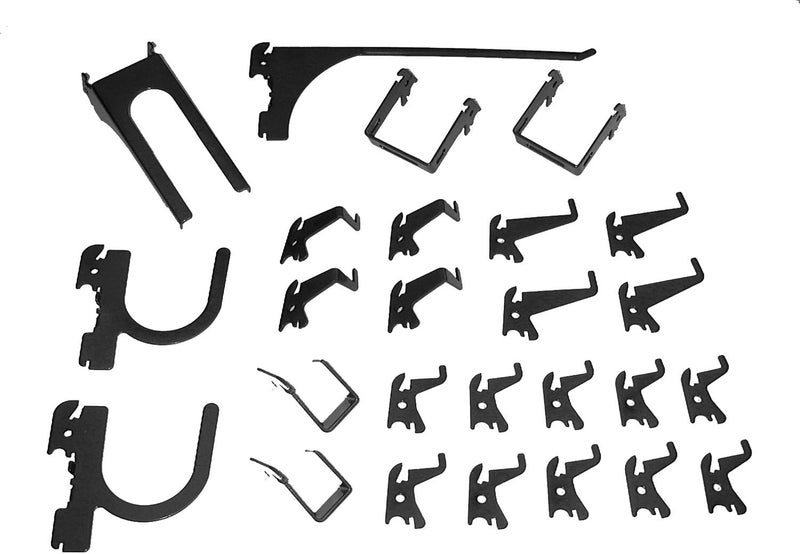 Wall Control KT-200-DLX B Slotted Storage Panel Deluxe Hook Assortment - Black Metal Hooks - Image 1