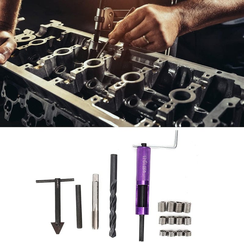 1/2in 13 UNC Thread Repair Kit with 12Pcs Threaded Insert Hand Tool, Easy Maintenance for Damaged Threads, High Strength Steel Material, Suitable for Mechanical Maintenance - Image 5