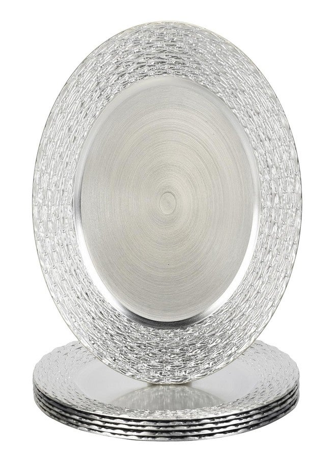 CAMOFOXIN 13" Chargers for Dinner Plates, Set of 6 Chargers for Dinner Plates, Plates for Party Table Decor (Silver) - Image 2