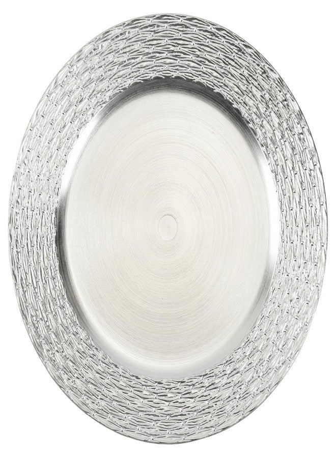 CAMOFOXIN 13" Chargers for Dinner Plates, Set of 6 Chargers for Dinner Plates, Plates for Party Table Decor (Silver) - Image 1