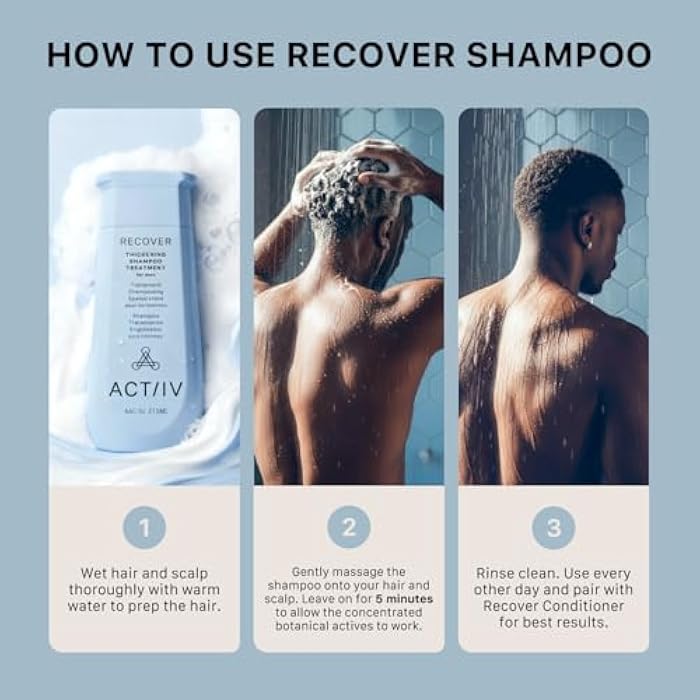 ACTIIV Recover Thickening Shampoo Treatment For Men | Supports the Appearance of Fuller, Healthier-Looking Hair, Supports Scalp Health, Plant-Based, Color-Safe, Vegan,All Hair Types - Image 4