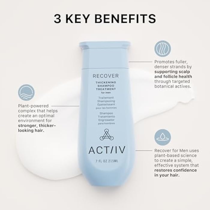 ACTIIV Recover Thickening Shampoo Treatment For Men | Supports the Appearance of Fuller, Healthier-Looking Hair, Supports Scalp Health, Plant-Based, Color-Safe, Vegan,All Hair Types - Image 3