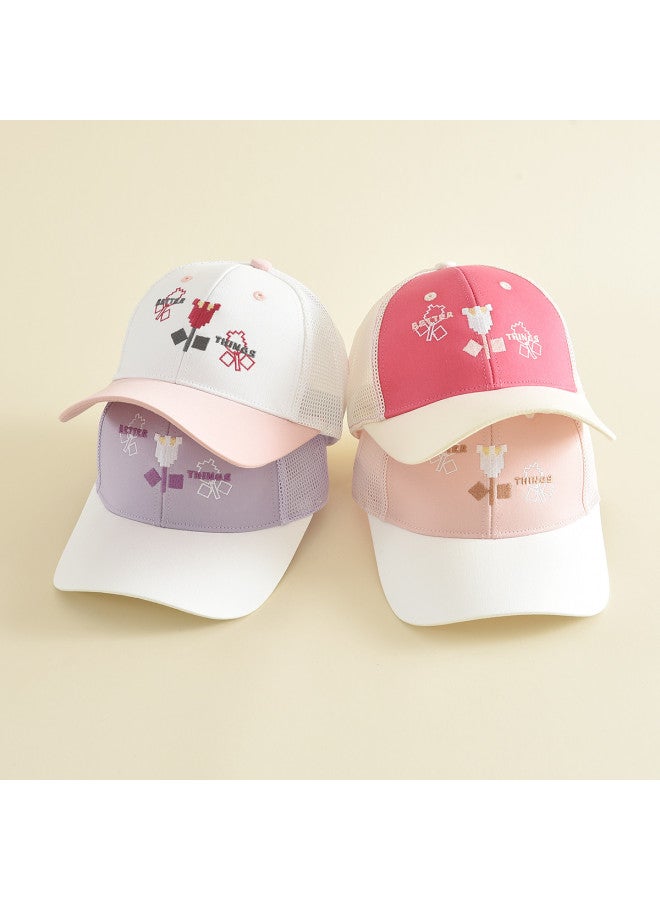 Bumblebee Children's Outdoor Sun Hat For Girls With Letter Print Baseball Cap, Kids' Breathable Sports Visor For Students - Image 3