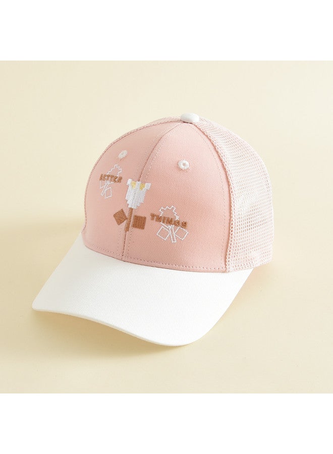 Bumblebee Children's Outdoor Sun Hat For Girls With Letter Print Baseball Cap, Kids' Breathable Sports Visor For Students - Image 2