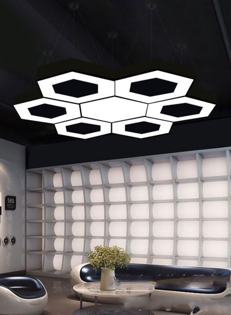 EzzySo Modern LED Chandelier 40cm Solid Hexagon Ceiling Light 30W Three Colors Variable Light Adjustable Hanging or Ceiling Mounted Hanging Industrial Style Pendant Light for Living Room Bedroom Office Gym Dance Studio Shopping Mall - Image 2