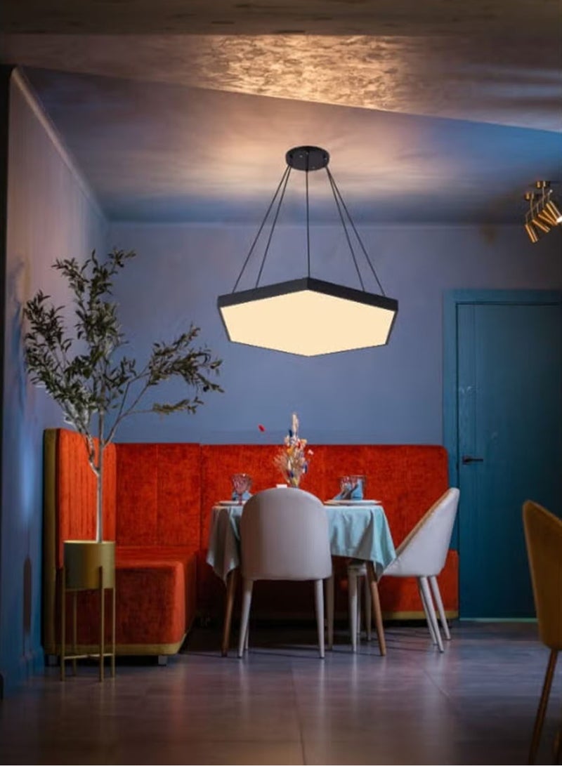 EzzySo Modern LED Chandelier 40cm Solid Hexagon Ceiling Light 30W Three Colors Variable Light Adjustable Hanging or Ceiling Mounted Hanging Industrial Style Pendant Light for Living Room Bedroom Office Gym Dance Studio Shopping Mall - Image 3