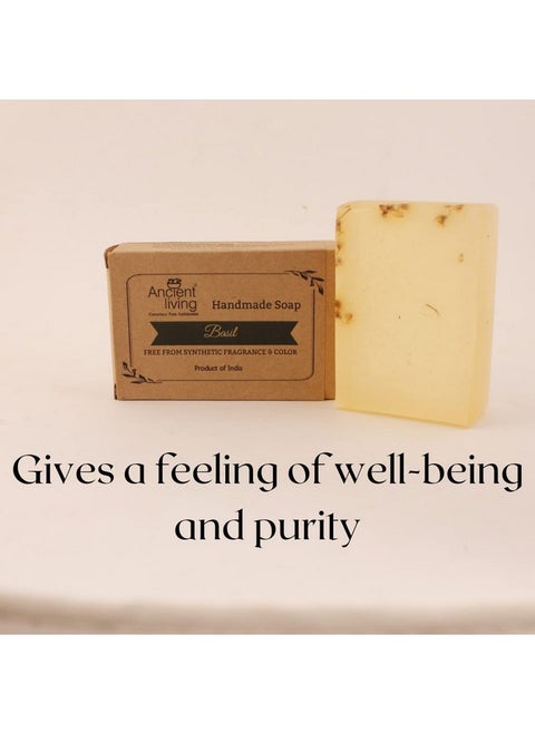 Basil Luxury Handmade Soap For Natural Bath Body And Face For Dry And Combination Skin Set 2(100 Gms)