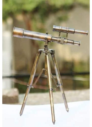 Room Decoration Antique Tripod Stand Brass Double Barrel Telescope Metal 14 Christmas Day Gift Birthday Gift Item  - Image 2